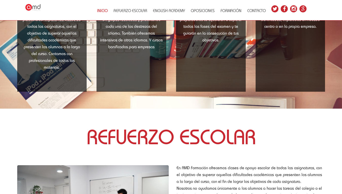 AMD Formación. Diseño web de academias en Murcia