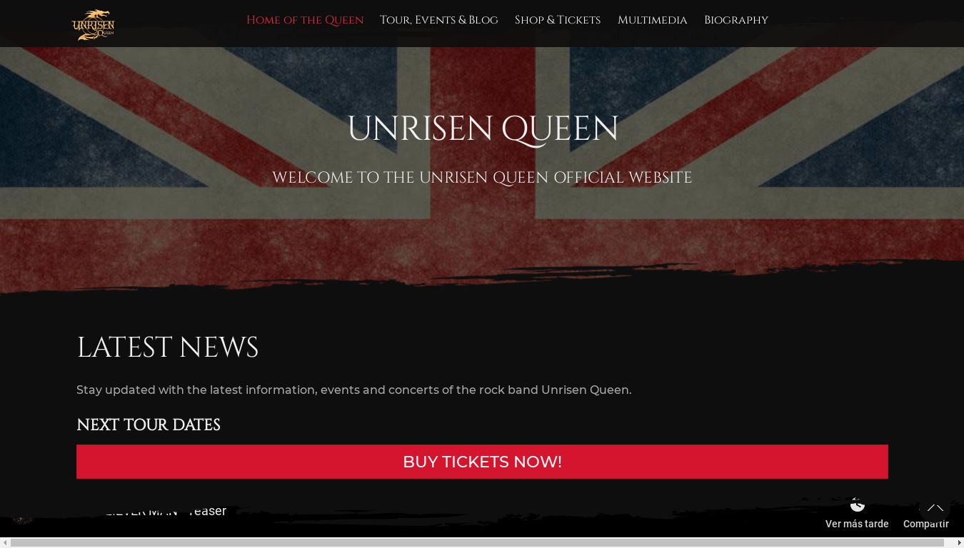 Unrisen Queen. Diseño web bandas de música rock