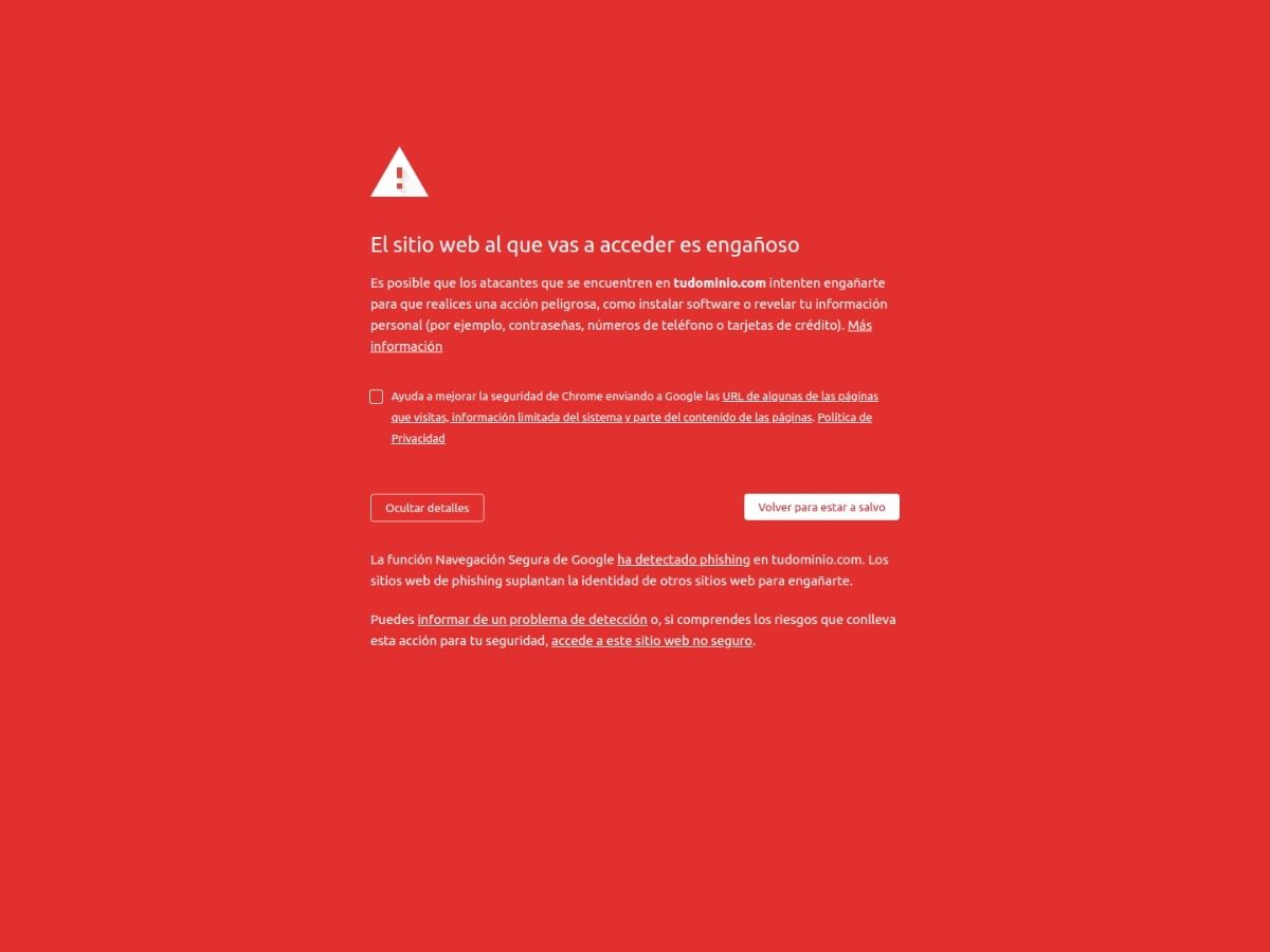 Solucionar el Aviso de Seguridad por Phising - EL sitio web al que vas a acceder es engañoso