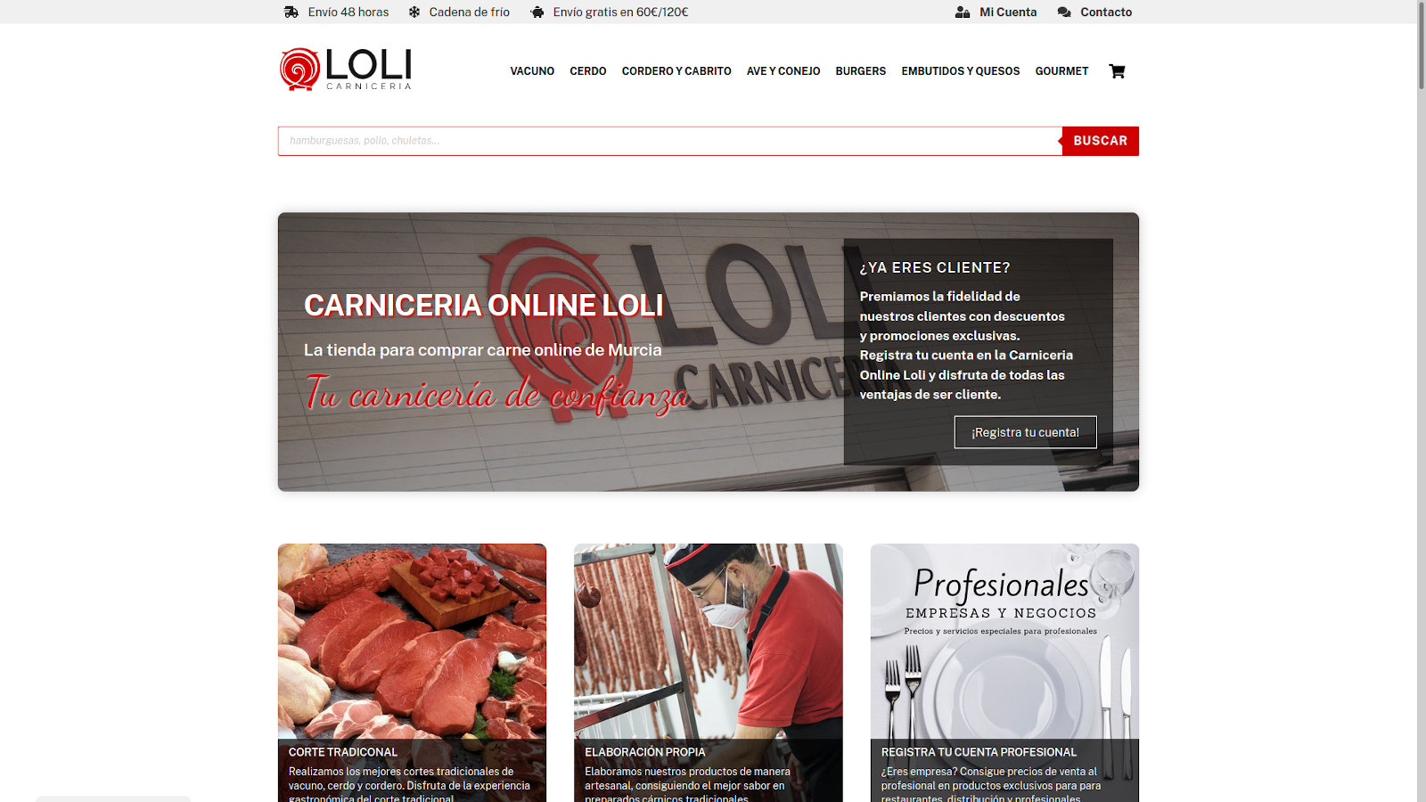 Carnicería Loli. Diseño de tienda online en Murcia