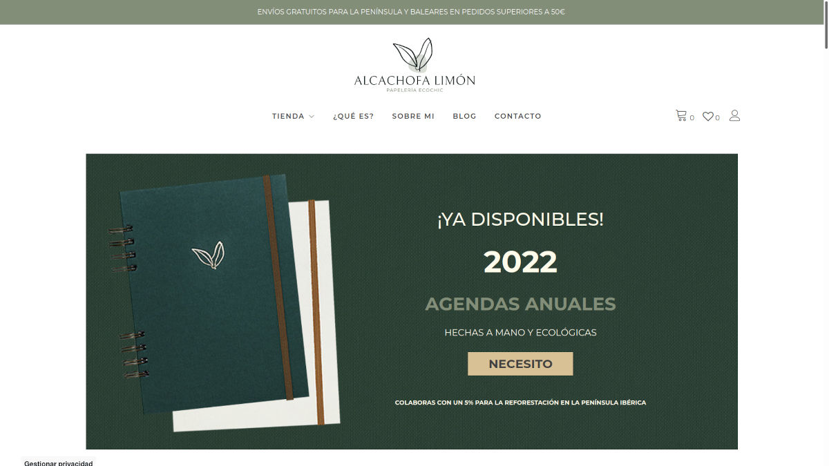 Diseño de tienda online - Alcachofa Limón